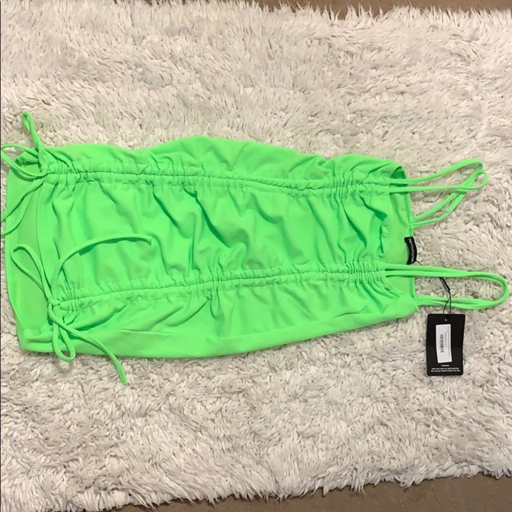 Neon Lime Ruched Dress